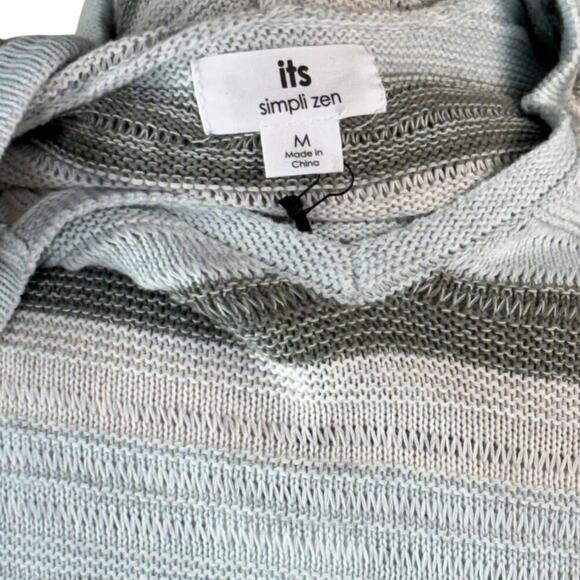 NWT It's Simpli Zen Tassel Tie Pullover Boho Cotton Hoodie Striped Medium - Picture 7 of 8